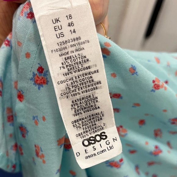 NWT Asos Crochet Mini Dress 14 Ditsy Floral Babydoll Cottage Coquette Patchwork - Picture 8 of 13